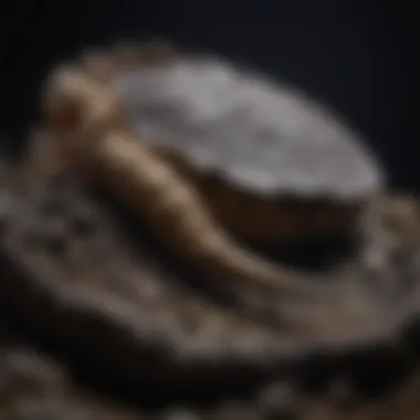 Fossils illuminated under black light to showcase their unique features.