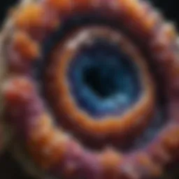 A stunning close-up of a geode showcasing its vibrant internal crystals