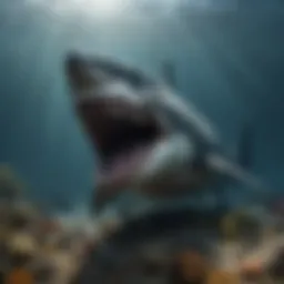 Artistic representation of megalodon in its ocean habitat
