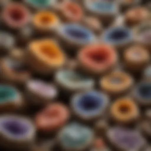 A stunning display of various geode types showcasing their unique interiors