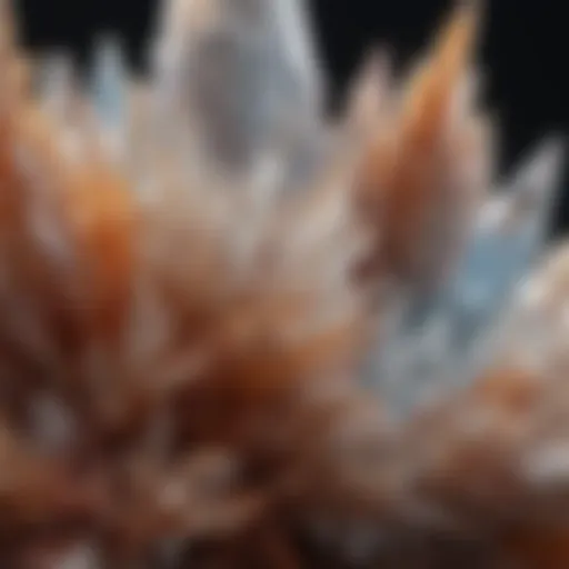 A close-up of quartz crystals showcasing their intricate structures and colors.