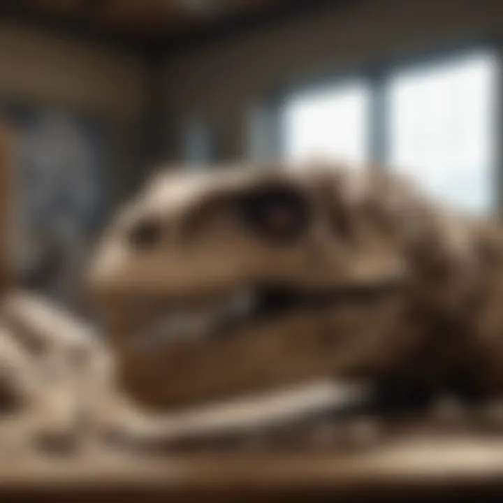 A classroom filled with students learning about fossils