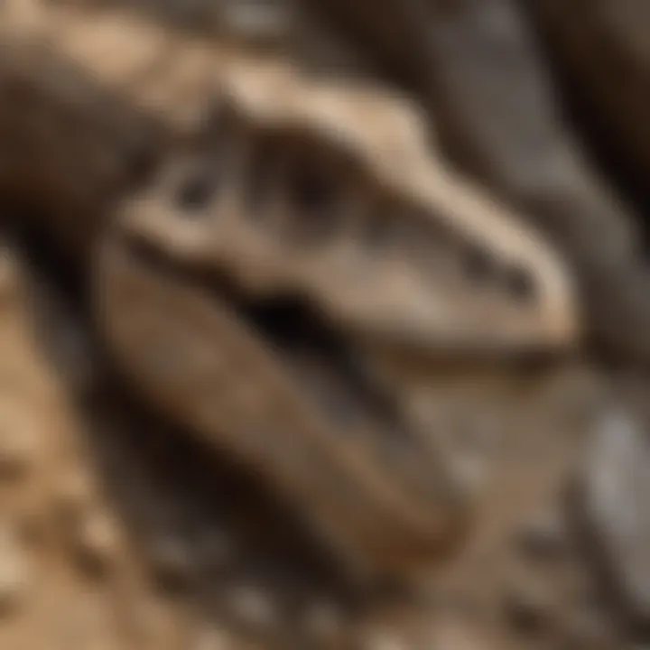 Fossilized dinosaur bones in sedimentary rock