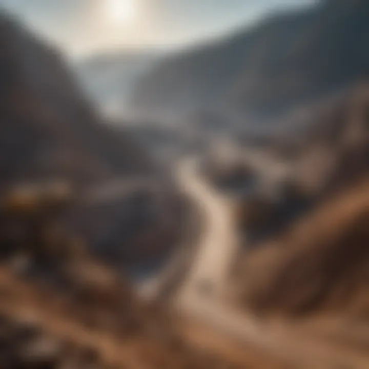 Image of an industrial site where galena extraction takes place, highlighting mining techniques