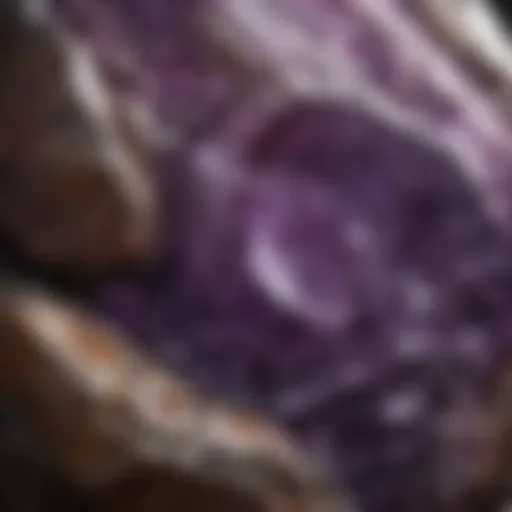 A close-up view of clear purple rock showcasing its unique crystalline structure.