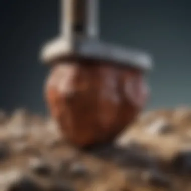 Close-up of a small rock hammer showing its construction.