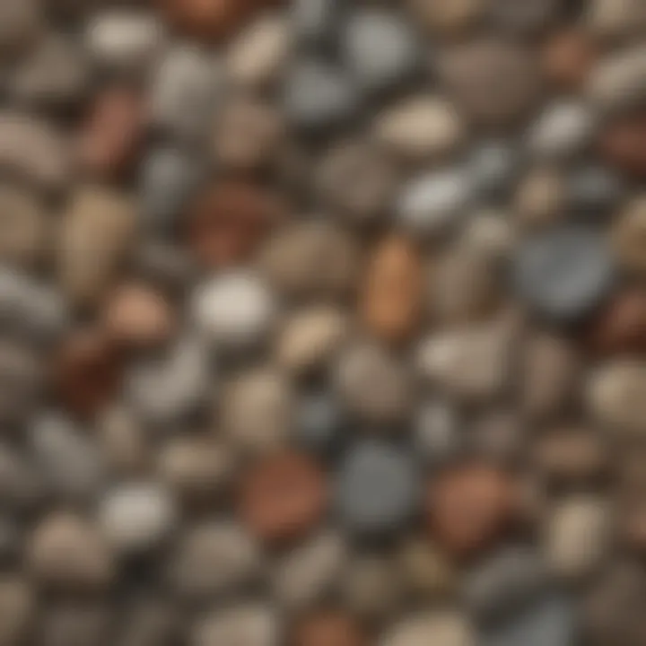 Various rock samples collected using a small rock hammer.