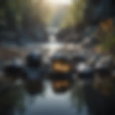 Shungite and Clear Water A serene setting depicting shungite stones and clear water