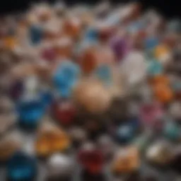 A collection of various raw crystals displayed beautifully