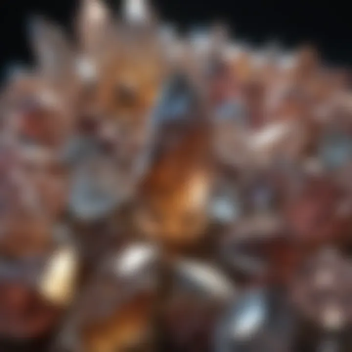 Close-up view of polished crystals showcasing their luster