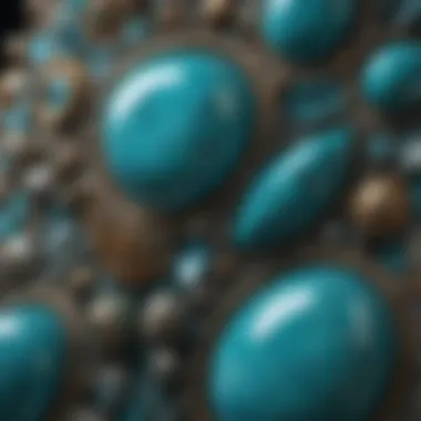 Turquoise crystal formation close-up