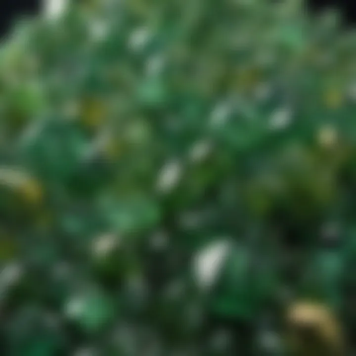 An assortment of green crystals arranged artistically, showcasing their vibrant colors.