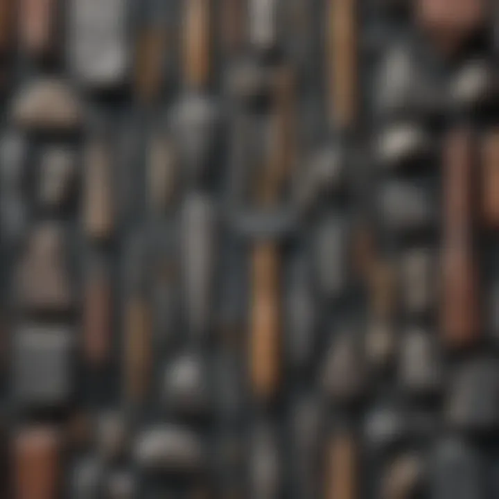 Various types of stone chisels displayed together