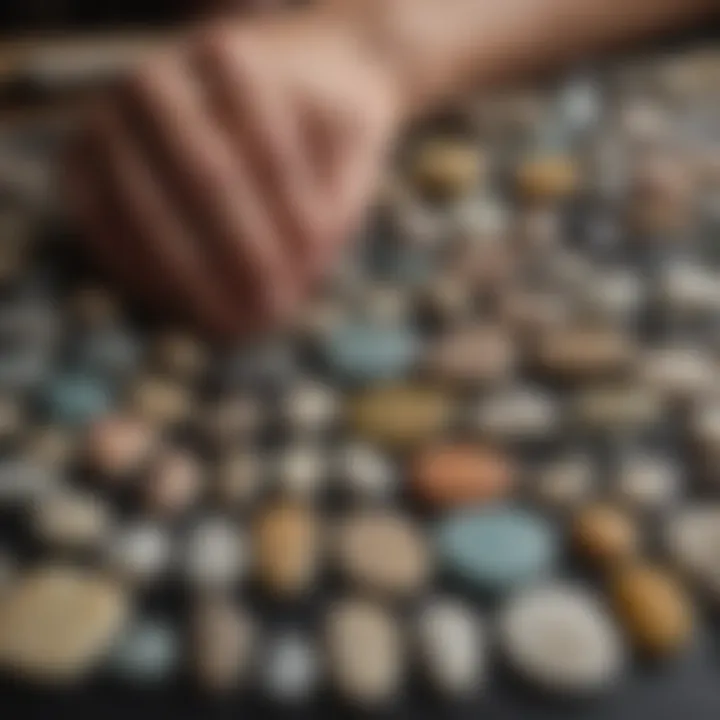 Variety of holding glue types showcased with geological specimens