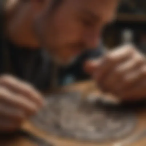 Elegant jeweler working on delicate necklace