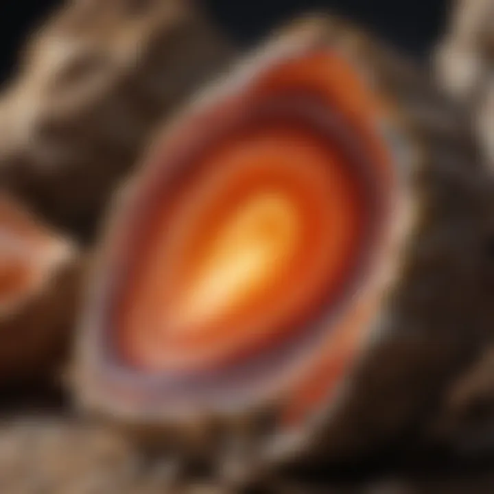 Geological formation of agate in a natural setting