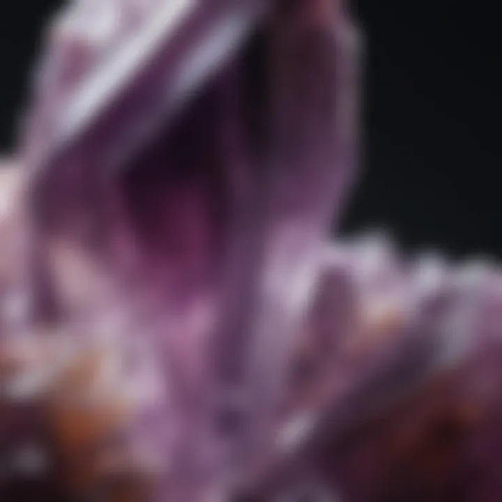 Close-up view of a raw amethyst crystal showcasing its natural facets and rich purple hue