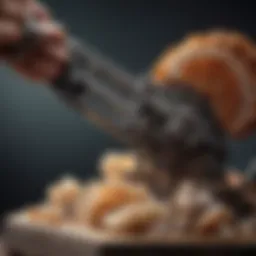 Detailed view of a geode chain cutter showcasing its sharp blade and durable construction.
