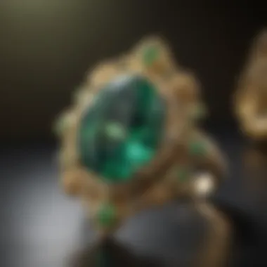 An elegant piece of jewelry featuring a green gemstone, illustrating its use in ornamentation.