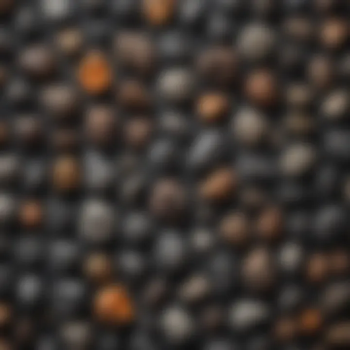 A collection of various meteorite types displayed elegantly on a dark surface