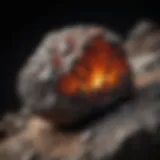 Close-up of a rare meteorite specimen showcasing its unique texture and color