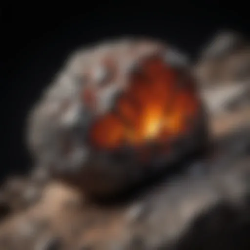 Close-up of a rare meteorite specimen showcasing its unique texture and color