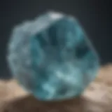Close-up view of raw aquamarine stone showcasing its unique color and clarity