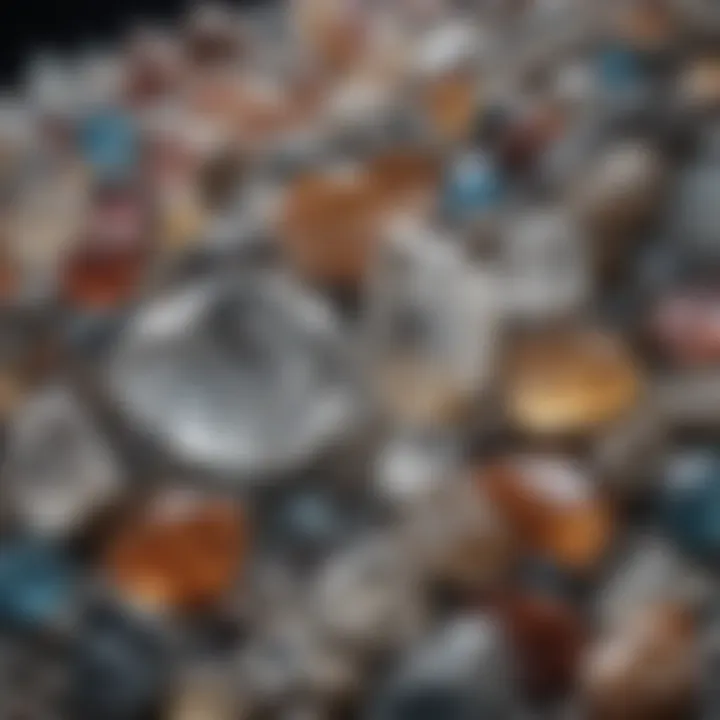 A collection of rock crystals organized for identification and classification.
