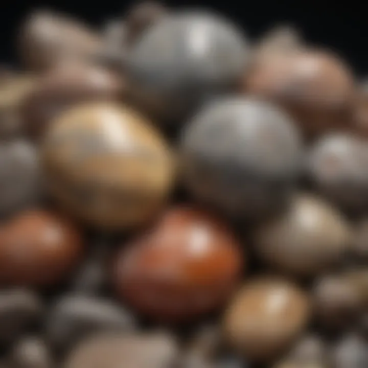 Close-up of polished rocks showcasing the effects of polishing compounds