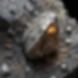 Close-up of a mineral specimen showing distinct scratches from a scratch test