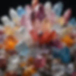 Vibrant display of various quartz crystals showcasing their unique colors