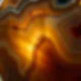 A close-up view of a stunning agate stone with intricate banding patterns