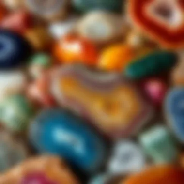 A variety of agate stones showcasing different colors and textures