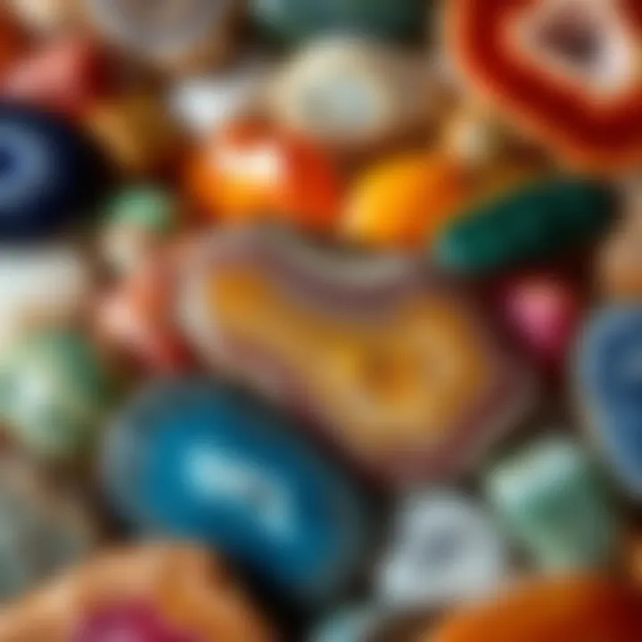 A variety of agate stones showcasing different colors and textures