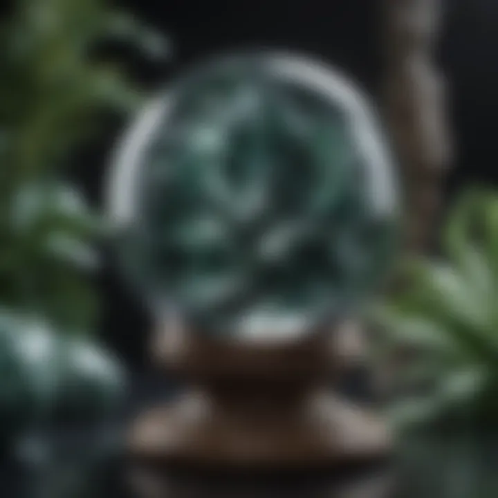 Seraphinite sphere placed in a crystal healing setup