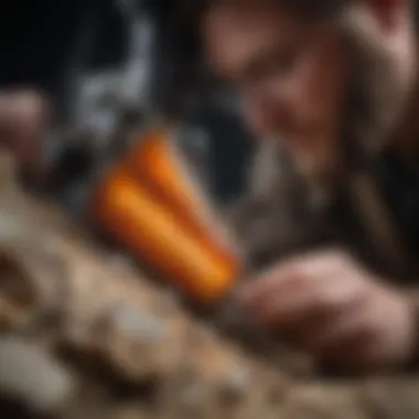 A geologist examining a piece of agate under a microscope