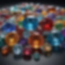 An array of various gemstones showcasing their colors and clarity