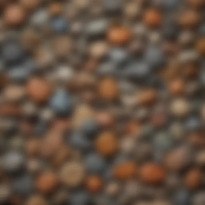 A vibrant collection of rocks and fossils displayed artistically.