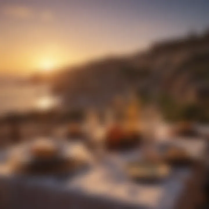Romantic sunset dinner setting for a memorable anniversary celebration