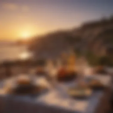 Magical Setting: Sunset Dinner Romantic sunset dinner setting for a memorable anniversary celebration