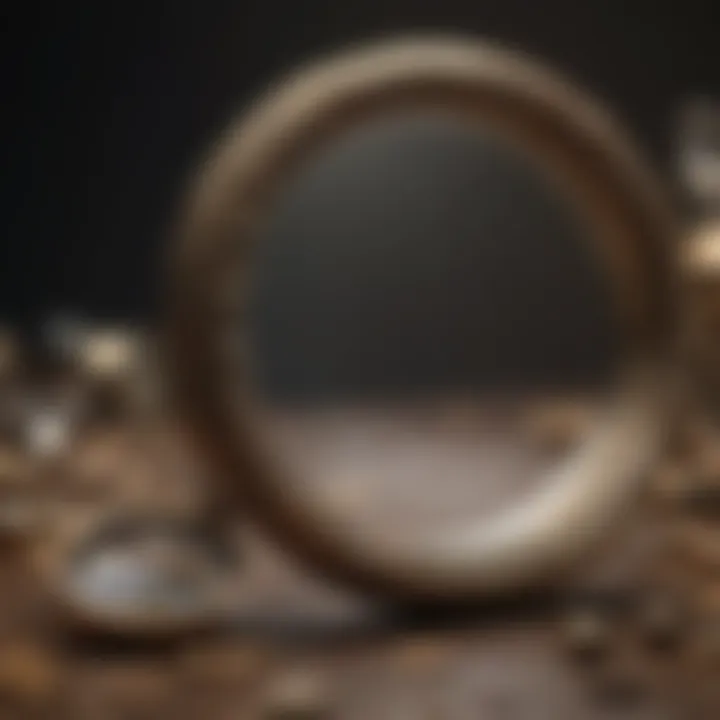 Magnifying glass revealing intricate details of jewelry