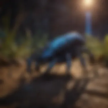 Blacklight revealing scorpion in natural habitat