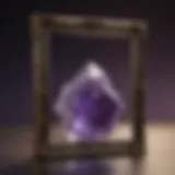 Floating frame displaying vibrant amethyst crystal