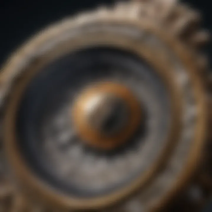 Close-up of jeweler's loupe magnifying intricate fossil details