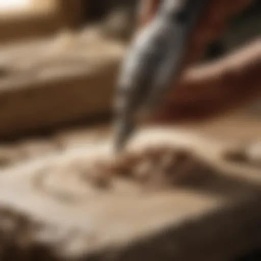 Dremel tool in action on a stone surface
