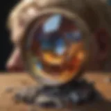 Detailed view of a magnifying lens focusing on a gemstone's facets