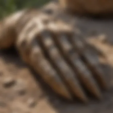 Velociraptor claw fossil in natural setting