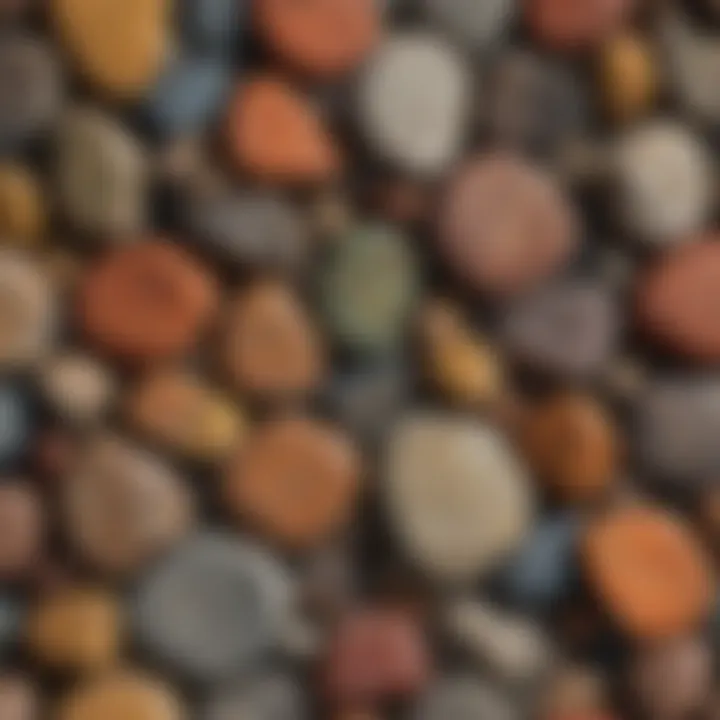 A collection of vibrant rocks artistically arranged using adhesive for display