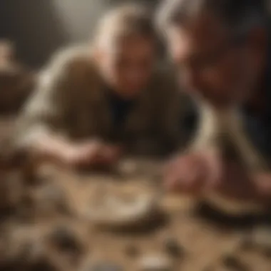 Collector examining a fossil through the Vivosun loupe.