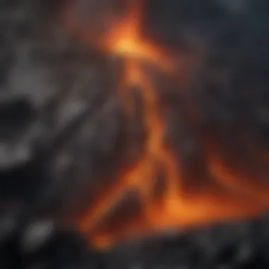 A striking aerial shot of an active volcanic eruption showcasing molten lava flows